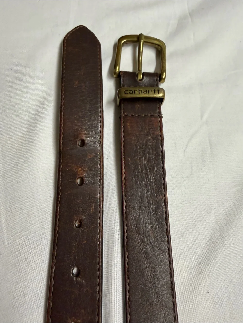 Carhartt Kids Brown Leather Belt with Brass Buckle